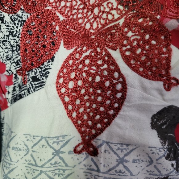 NWT Free People 100% Cotton Embroidered Red Combo Dress, Size 10 (M) - Picture 5 of 10